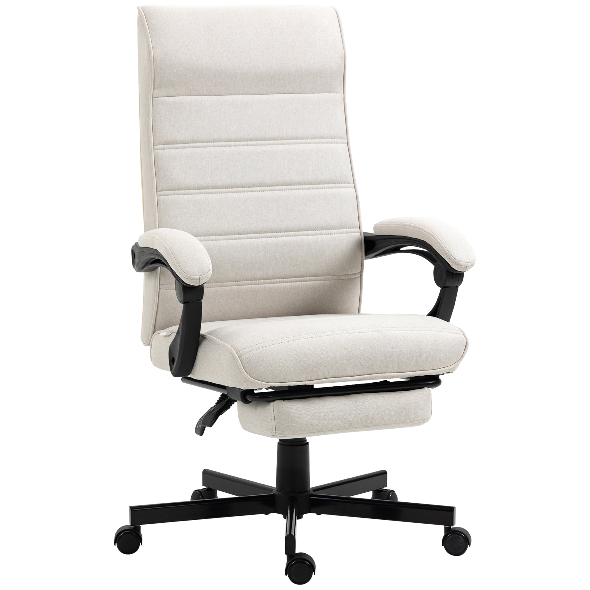 Photo of Vinsetto Office Chair, Computer Desk Chair, Fabric Swivel Chair with Adjustable Height and Rolling Wheels for Home Office Work Study, Cream White in White colour on a white background
