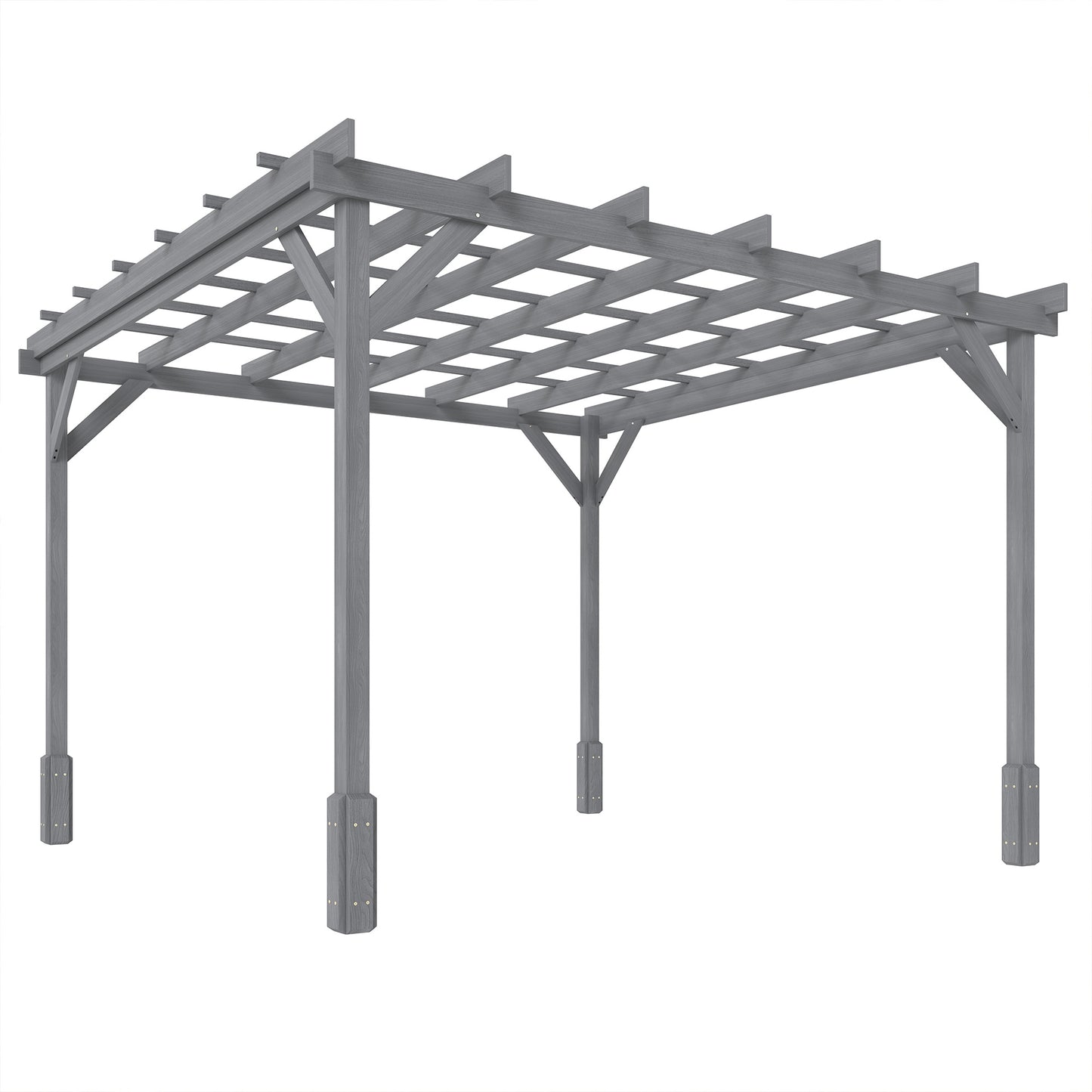 Photo of Outsunny 3 x 3 m Wooden Pergola Kit, Decorative Garden Gazebo Shelter with Stable Structure for Climbing Vines, Grey in Grey colour on a white background