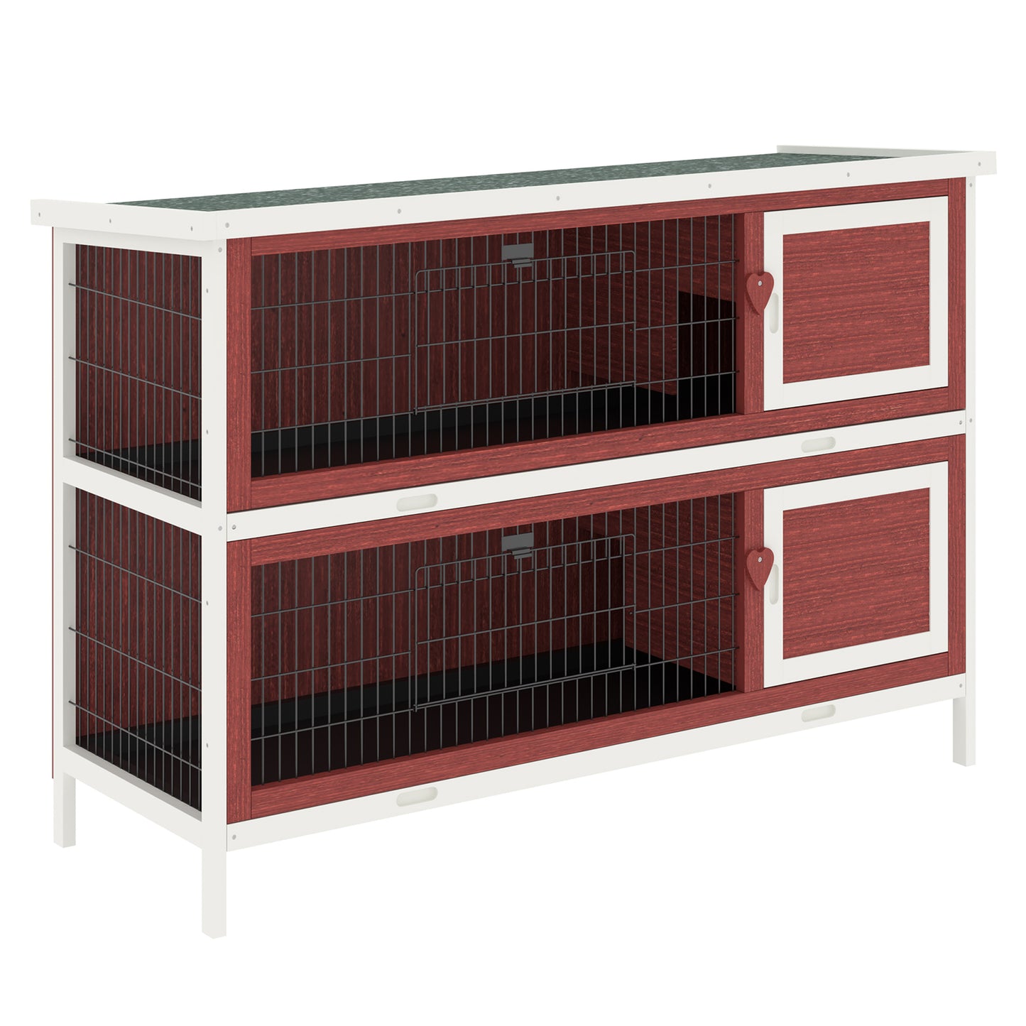 Photo of PawHut Rabbit Hutch Outdoor 2-Tier Guinea Pig Cage Bunny House Cage with No-Leak Trays for Indoor and Outdoor 136 x 50 x 93cm in 93cm colour on a white background