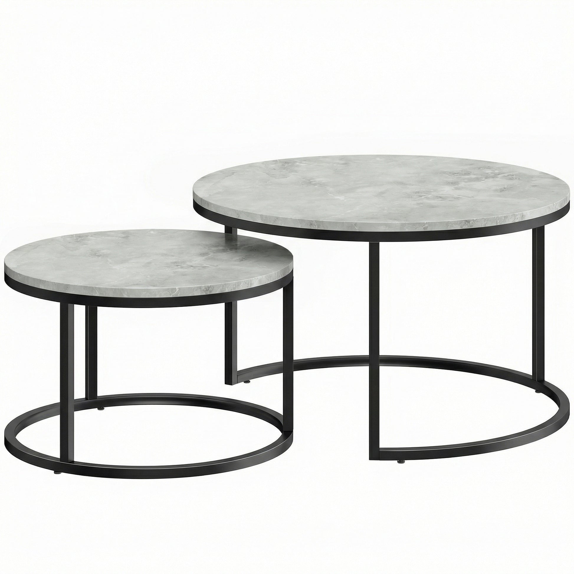 Photo of HOMCOM Set of Two Marble-Effect Stacking Tables - Grey in Grey colour on a white background