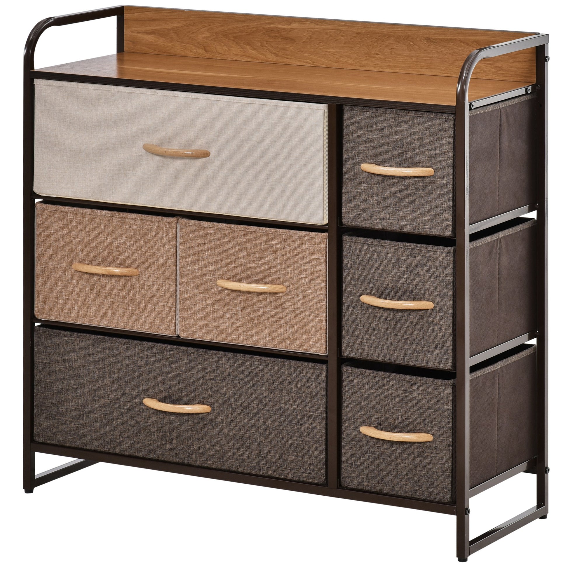 Photo of HOMCOM Chest of Drawers with 7 Foldable Drawers, 3-Tier Fabric Bedroom Dresser, Clothes Storage Unit for Bedroom, Living Room, Multi-Colored in Multi-Colored colour on a white background