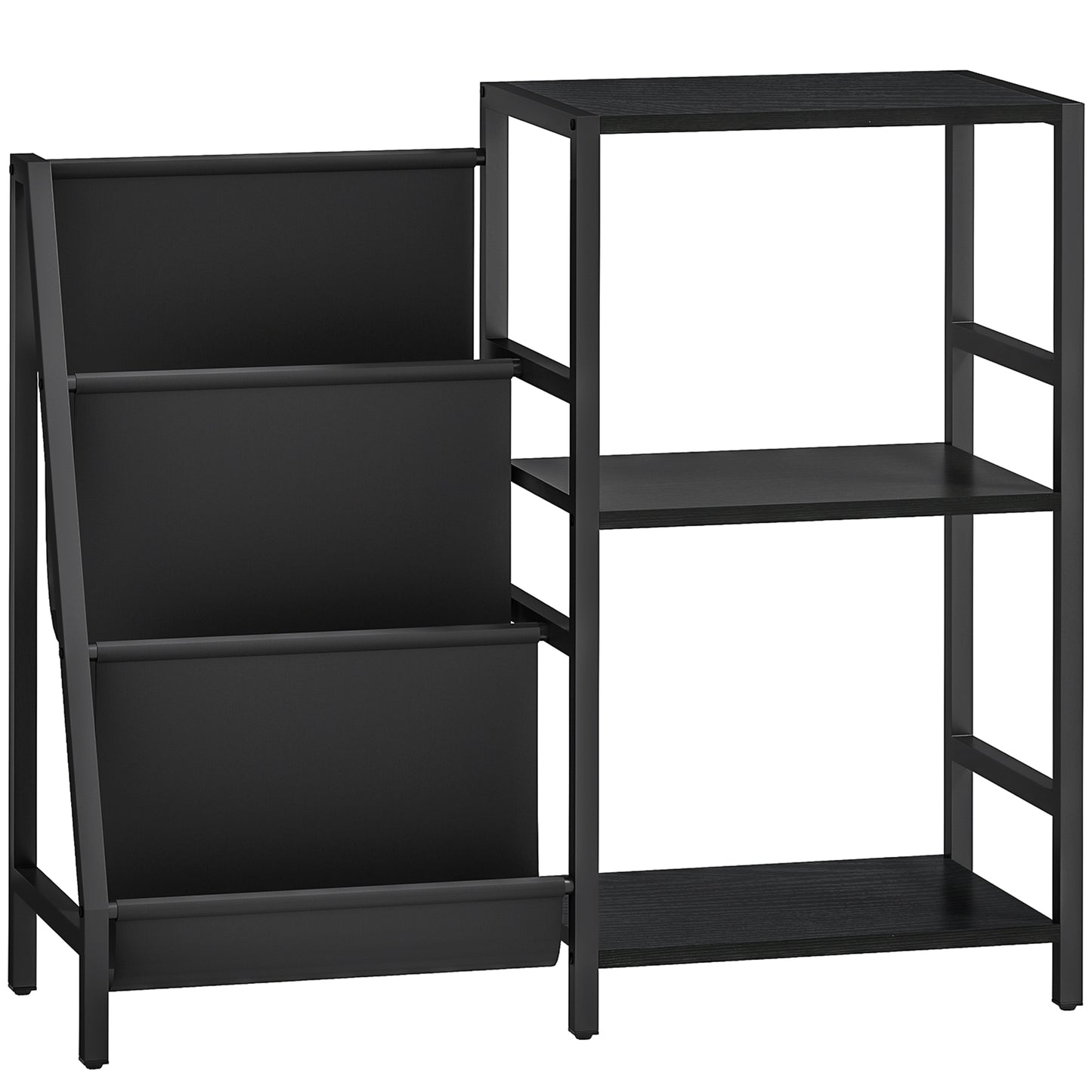 Photo of HOMCOM 3-Tier Record Player Stand, End Table for Living Room, Bedroom - Black Wood Effect in Effect colour on a white background