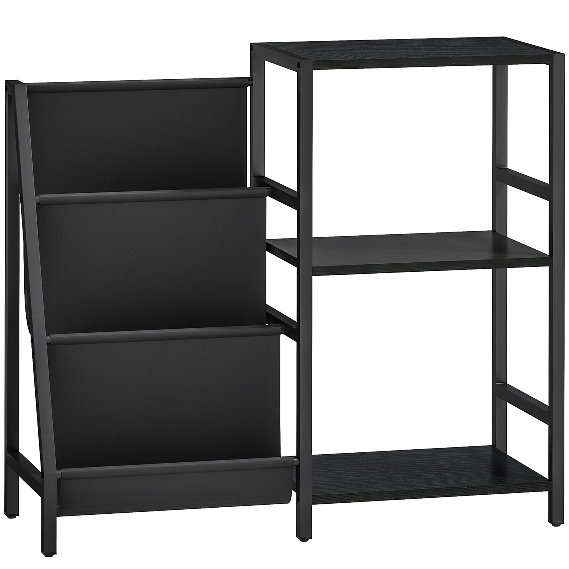 Photo of HOMCOM 3-Tier Record Player Stand, End Table for Living Room, Bedroom - Black Wood Effect in Effect colour on a white background