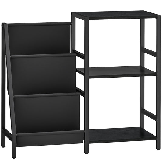 Photo of HOMCOM 3-Tier Record Player Stand, End Table for Living Room, Bedroom - Black Wood Effect in Effect colour on a white background