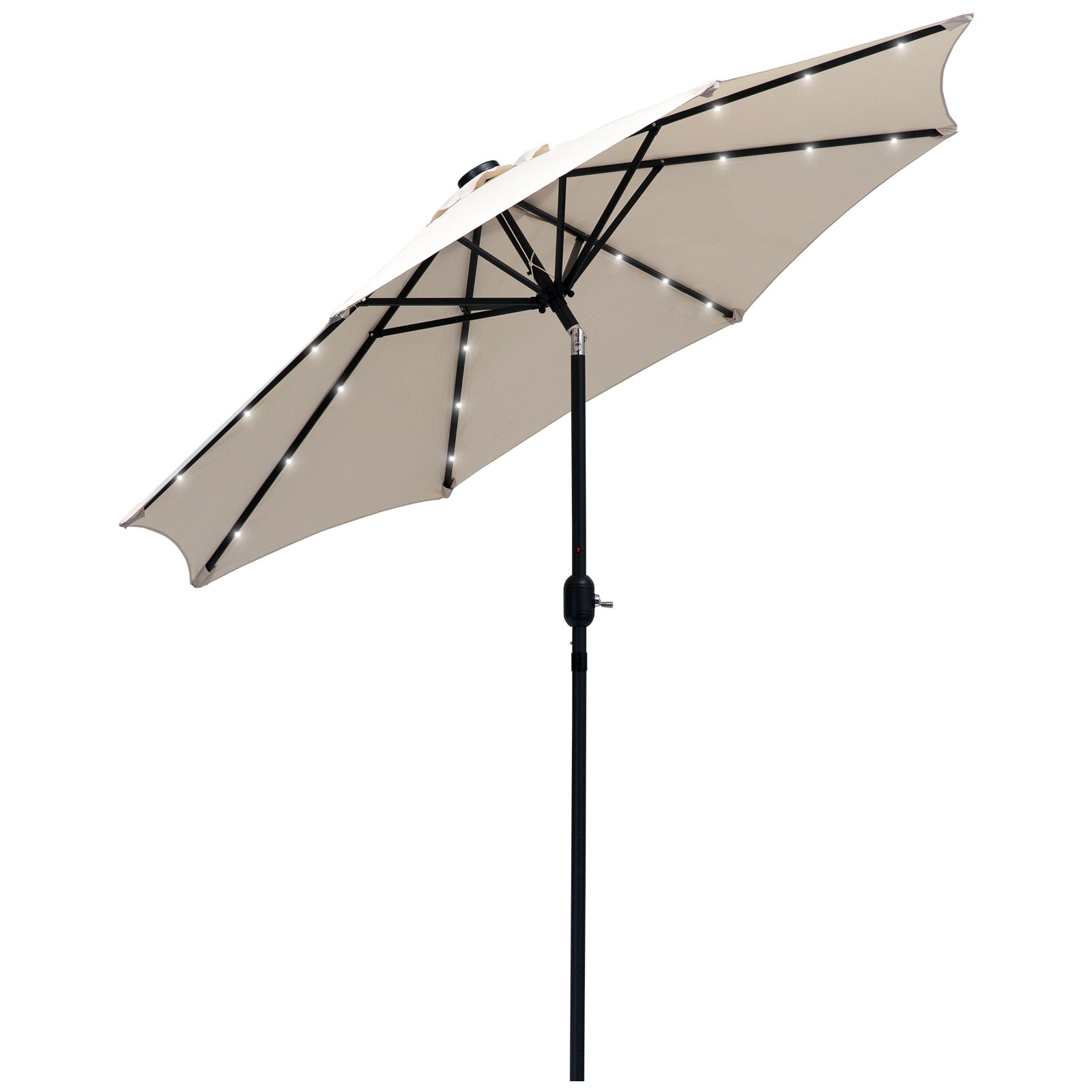 Photo of Outsunny 2.7m Patio Garden Umbrella Outdoor Parasol with Tilt Crank and 24 LEDs Lights (Cream) in (Cream) colour on a white background