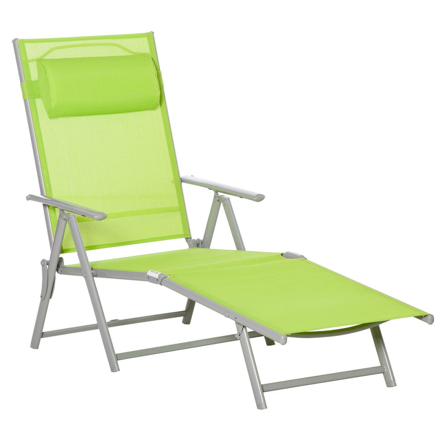 Photo of Outsunny Folding Sun Lounger, Outdoor Chaise Lounge Recliner with Pillow and 7 Adjustable Backrest for Lawn, Garden in Garden colour on a white background