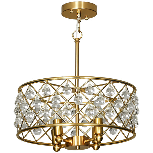 Photo of HOMCOM 51 Crystallite Four-Bulb Chandelier - Gold-Tone in Gold-Tone colour on a white background