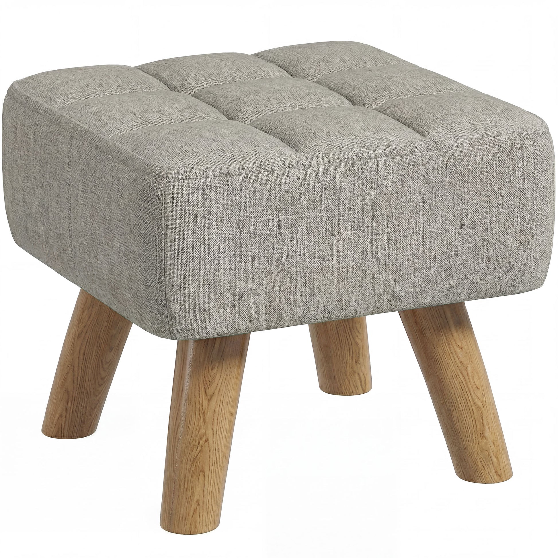 Photo of HOMCOM Linen-Look Square Padded Footstool - Light Brown in Brown colour on a white background