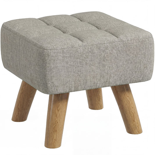 Photo of HOMCOM Linen-Look Square Padded Footstool - Light Brown in Brown colour on a white background