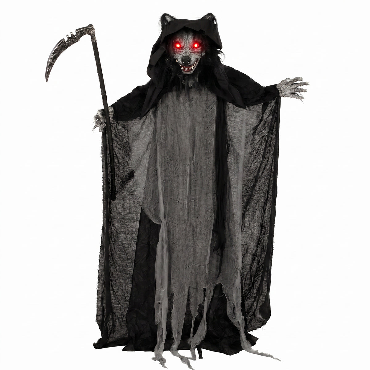 Photo of HOMCOM Halloween Standing Werewolf Animated Decoration with Light-Up Eyes, Sound and Touch Activated in Activated colour on a white background