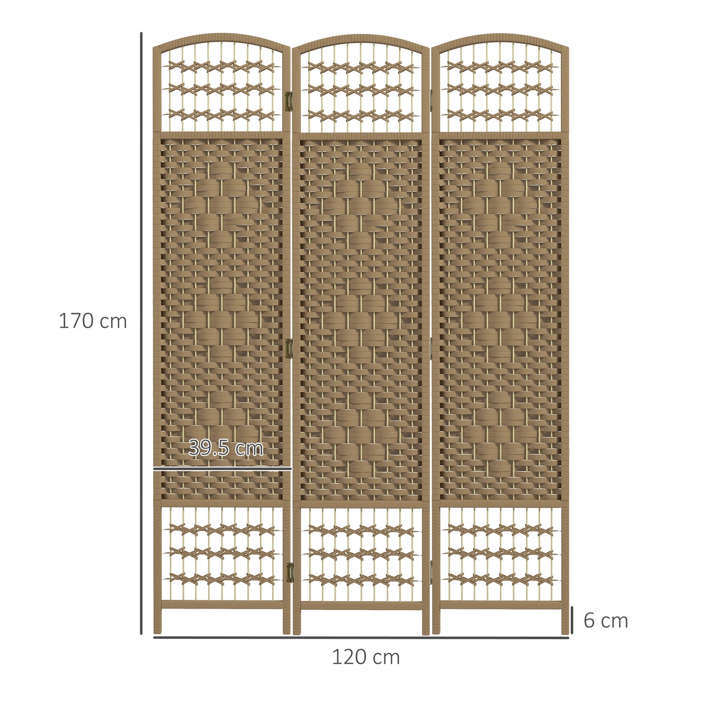 HOMCOM 3 Panel Folding Room Divider, Privacy Screen, Paravent Partition Separator for Living Room, Bedroom, Natural Wood