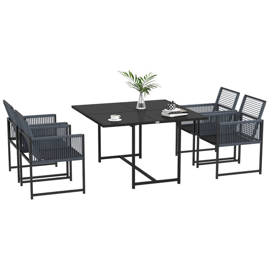 Photo of Outsunny Five-Piece Metal Dining Set, with Folding Back Chairs, Dark Grey in Grey colour on a white background