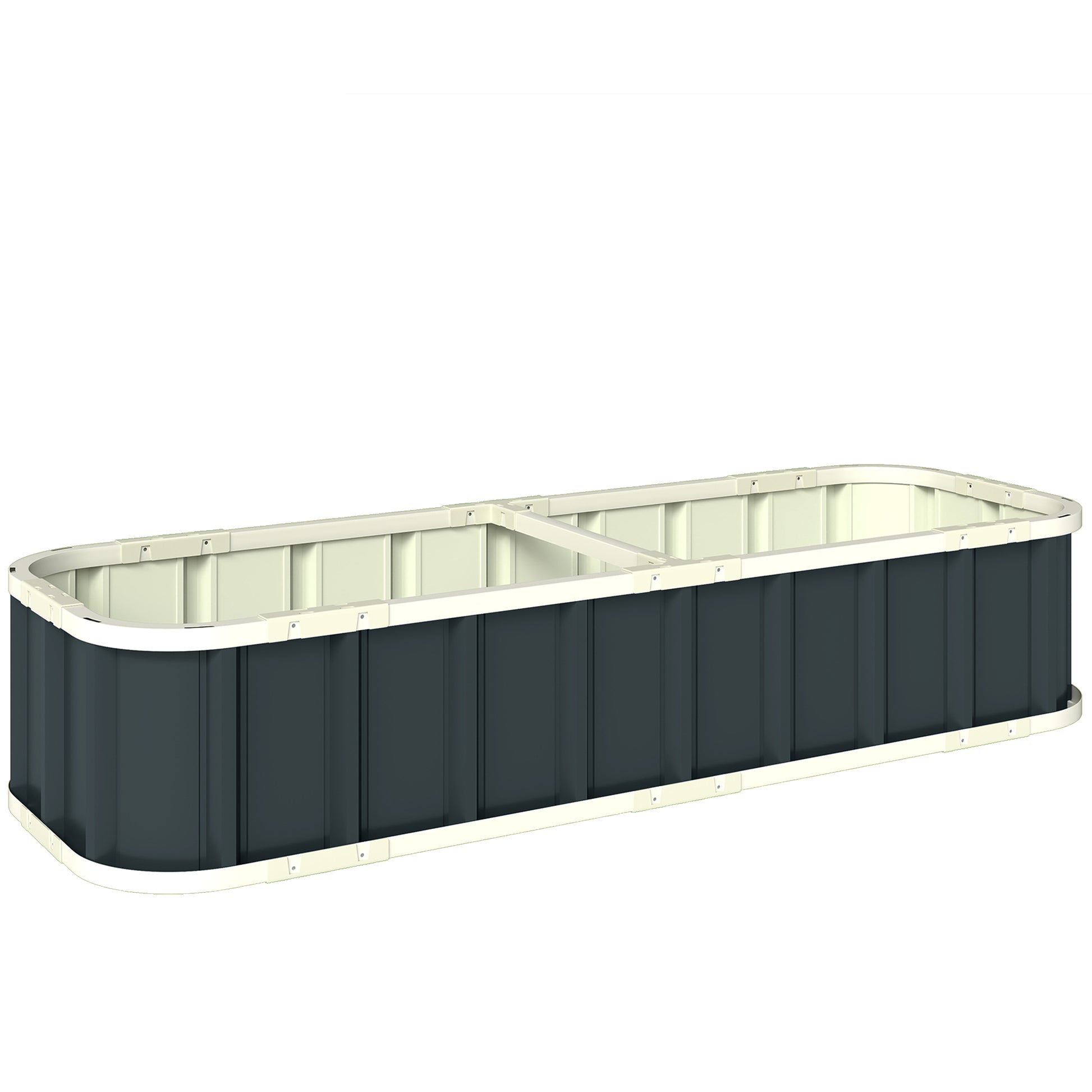 Photo of Outsunny Galvanised Raised Garden Bed, 5 x 2 x 1 ft Metal Planter with Gloves and Folded Edging, Dark Grey in Grey colour on a white background