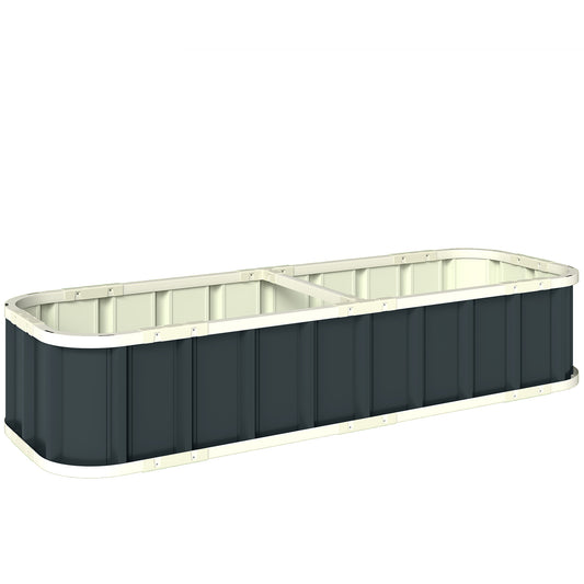 Photo of Outsunny Galvanised Raised Garden Bed, 5 x 2 x 1 ft Metal Planter with Gloves and Folded Edging, Dark Grey in Grey colour on a white background