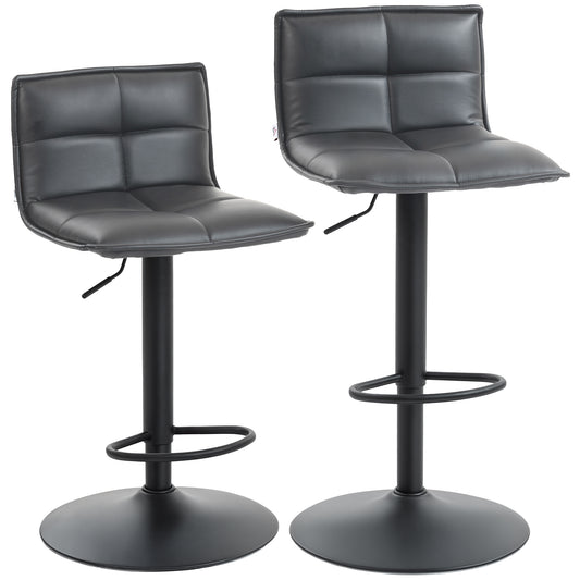 Photo of HOMCOM Set of Two Modern Faux Leather Bar Stools - Dark Grey in Grey colour on a white background