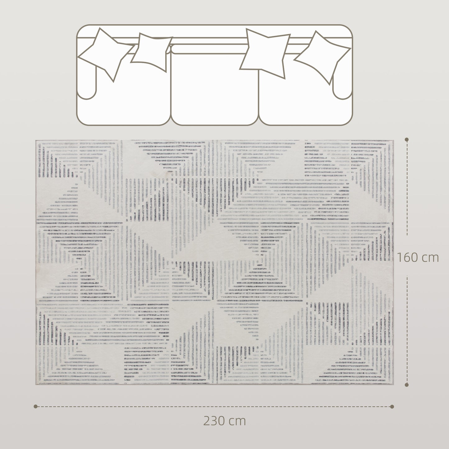 HOMCOM Modern Area Rug, Geometric Pattern Non-Slip Washable Rug, Soft Floor Carpet for Living Room, Bedroom, Dining Room, Home Office, 230 x 160 cm, Grey