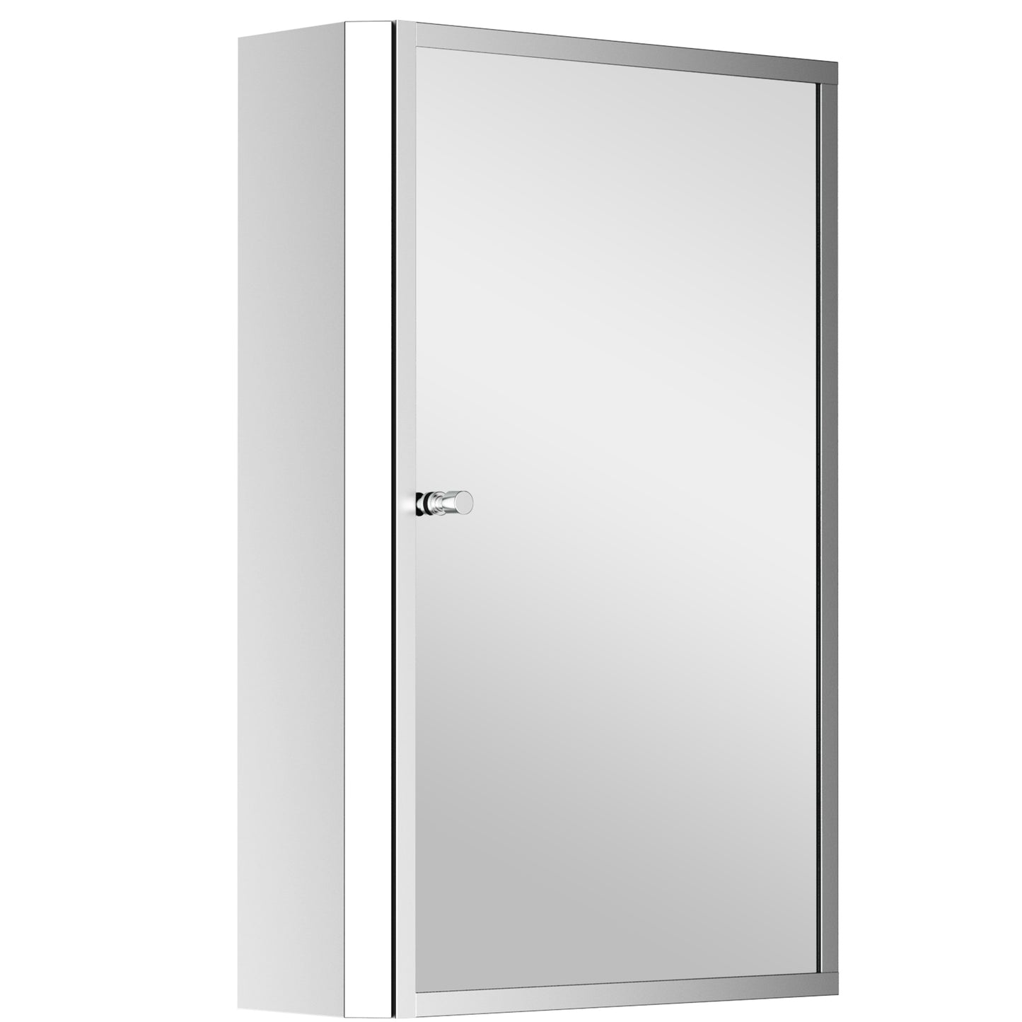 Photo of HOMCOM Stainless Steel Wall mounted Bathroom Mirror Cabinet 2 Shelves Storage Unit Furniture w/Single Door (60H x 40L x 13D (cm)) in (cm)) colour on a white background