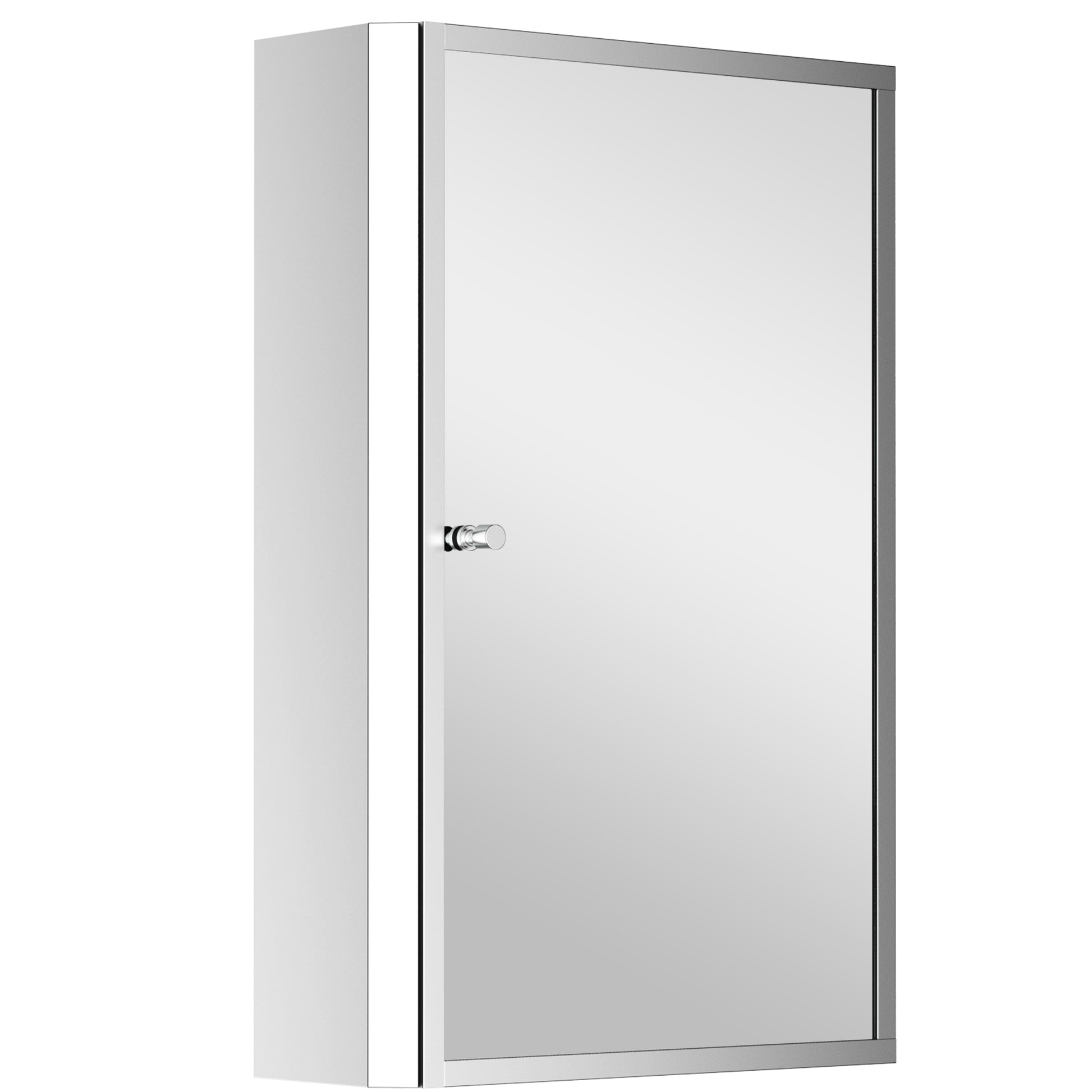 Photo of HOMCOM Stainless Steel Wall mounted Bathroom Mirror Cabinet 2 Shelves Storage Unit Furniture w/Single Door (60H x 40L x 13D (cm)) in (cm)) colour on a white background