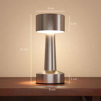 HOMCOM silver table lamp with dimensions marked: 21 cm tall and 9 cm wide