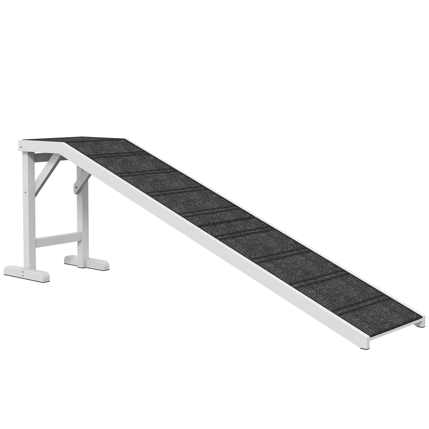 Photo of PawHut Pet Ramp for Dogs with Non-Slip Carpet and Top Platform - White & Grey in Grey colour on a white background