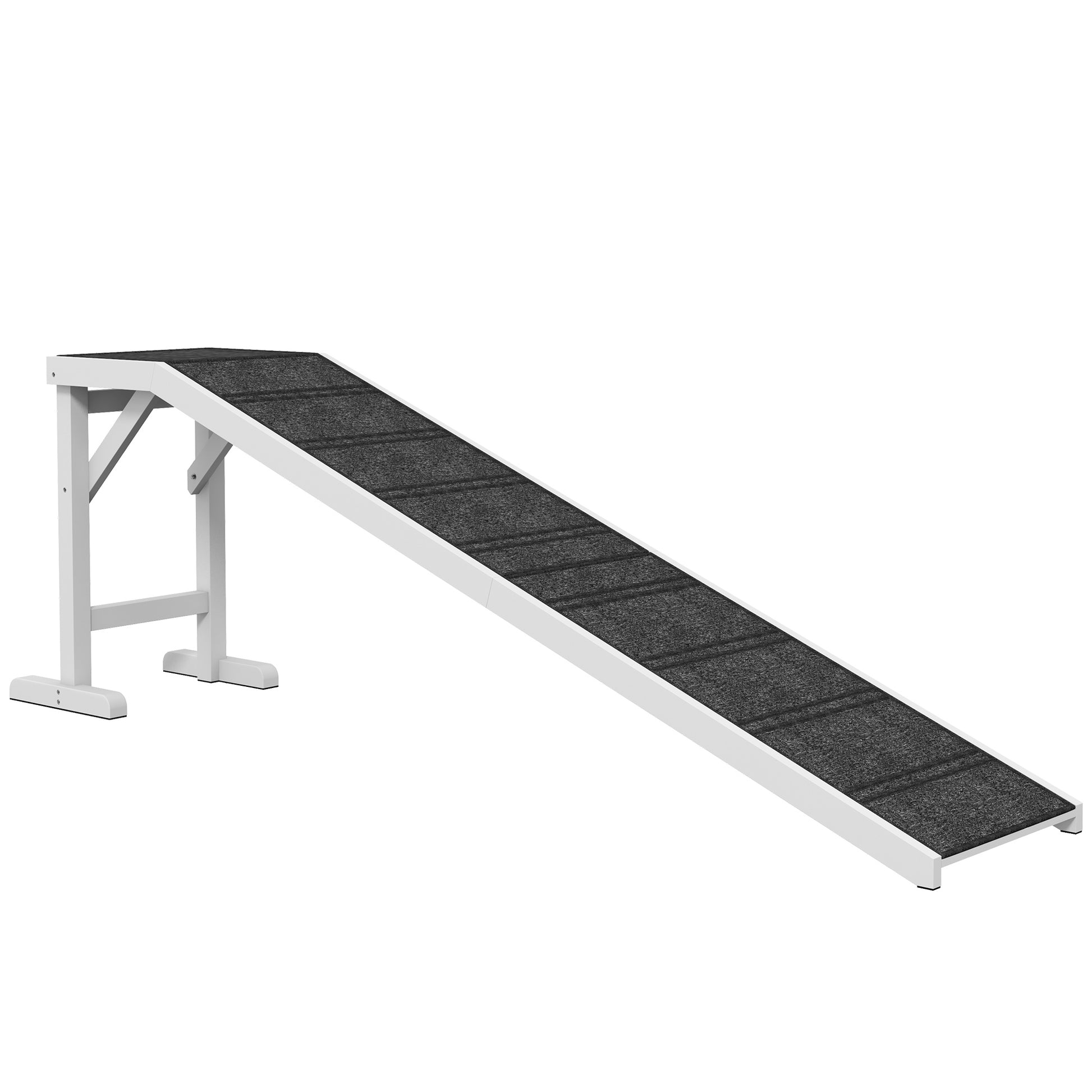 Photo of PawHut Pet Ramp for Dogs with Non-Slip Carpet and Top Platform - White & Grey in Grey colour on a white background