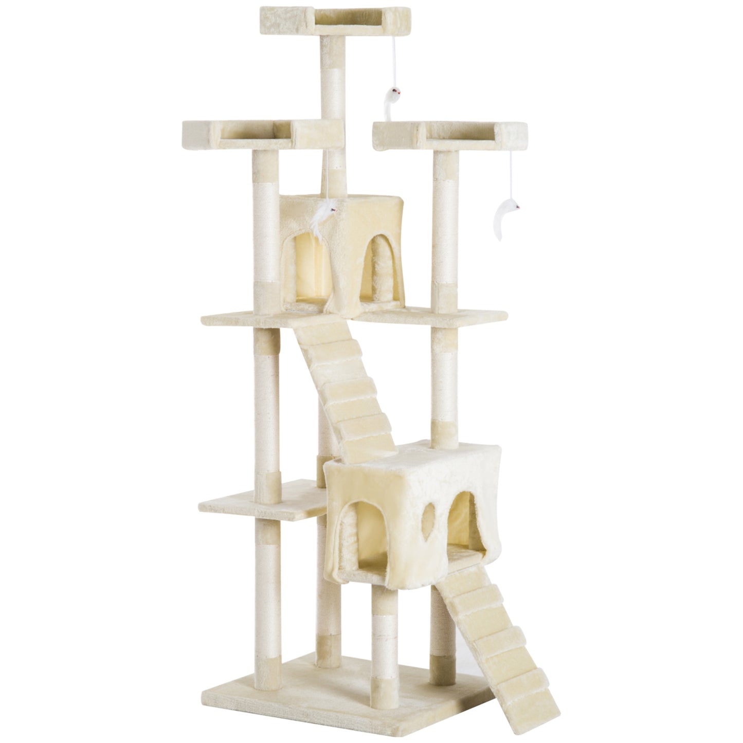 Photo of PawHut Cat Tree for Indoor Cats Play Tower Activity Center Kitten Scratch Post Climbing Tower 181 cm in cm colour on a white background