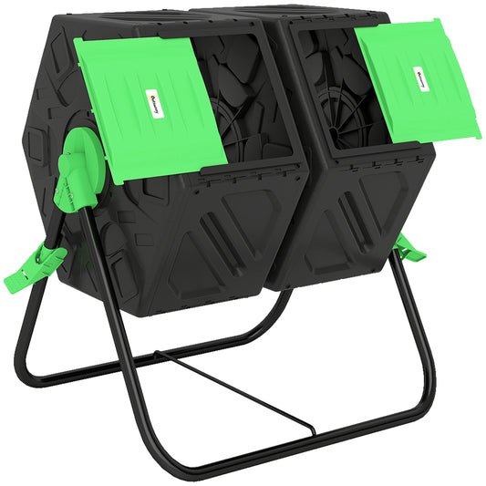 Photo of Outsunny 130L Double Chamber Composter - Black in Black colour on a white background