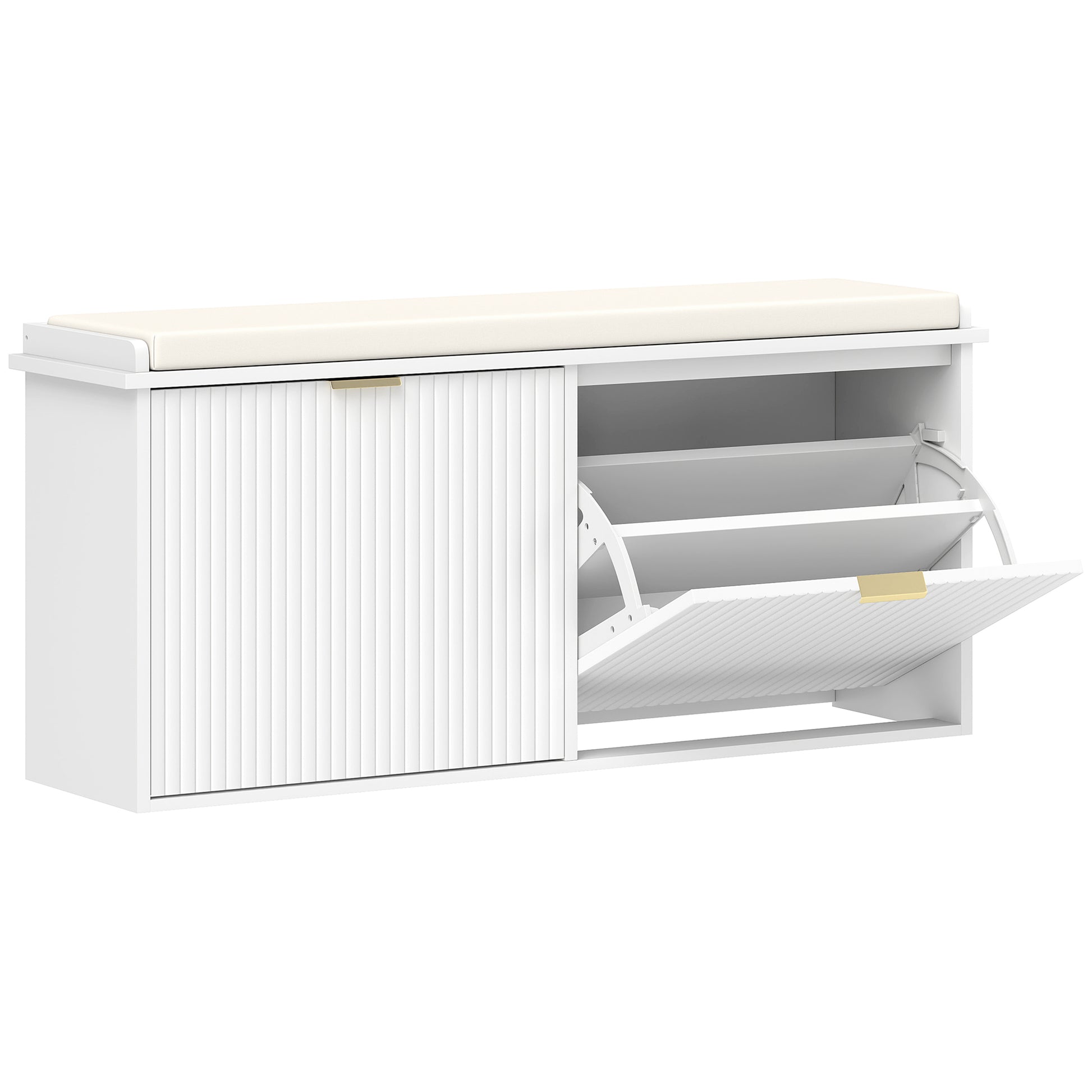 Photo of HOMCOM Elegant Ten Shoe Bench, with Top Seat - White in White colour on a white background