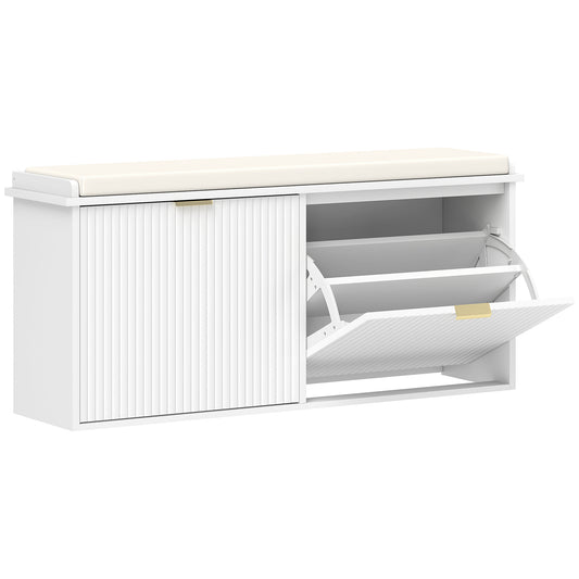 Photo of HOMCOM Elegant Ten Shoe Bench, with Top Seat - White in White colour on a white background