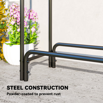 Outsunny black powder-coated steel rack frame, close-up of the bolted joints