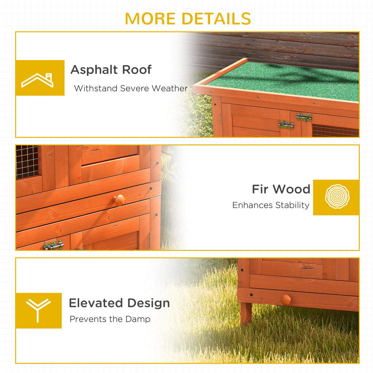 PawHut 2-Tier Rabbit Hutch with Separate Living Levels & Slide-Out Tray, 90 x 45 x 90 cm, Natural Wood Finish