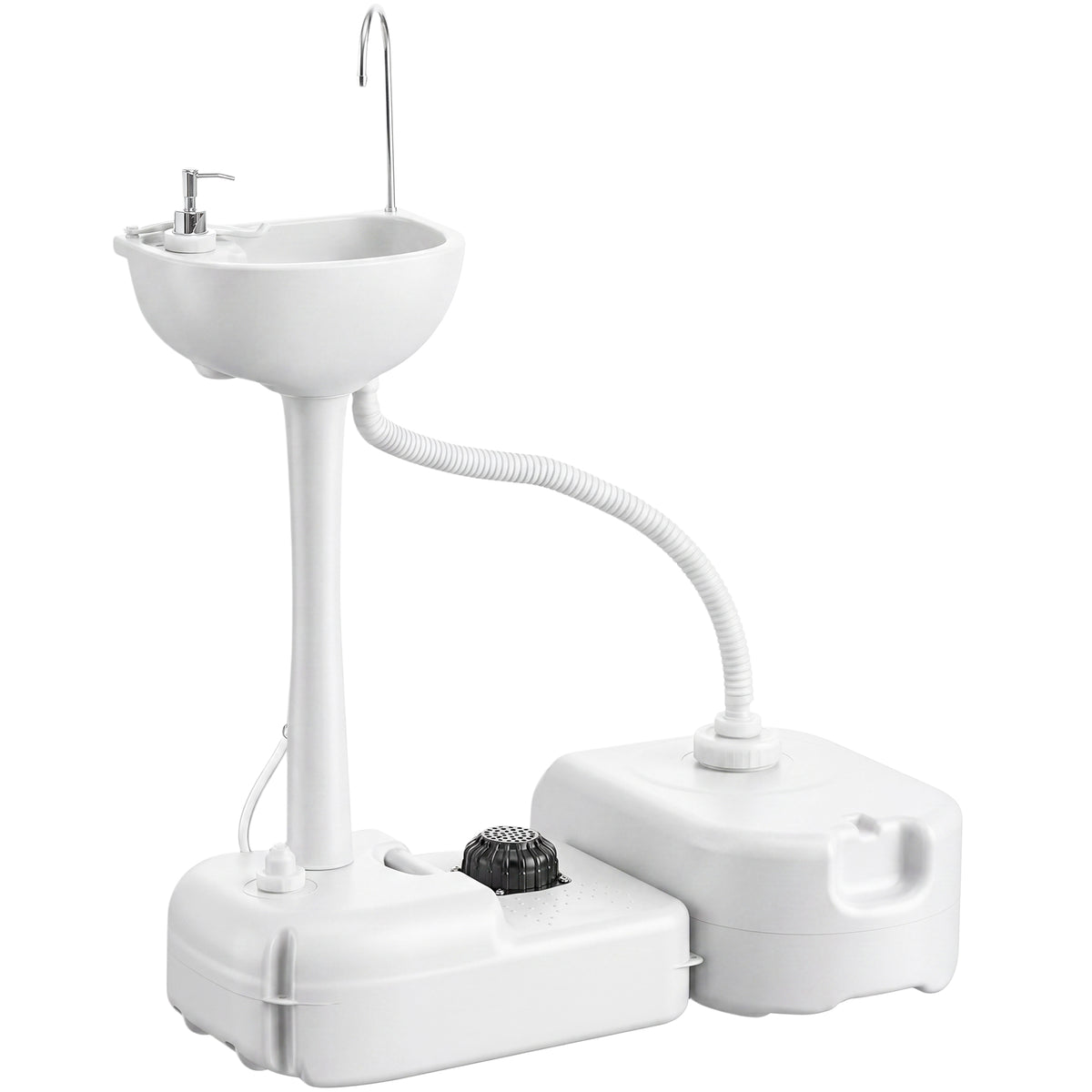 Outsunny portable camping sink with basin, faucet, soap dispenser, foot pump and two water tanks