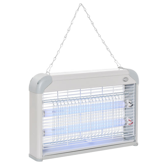 Photo of Outsunny Electric Fly Zapper, 20W Electric Fly Killer, Wall Hanging Bug Zapper Indoor & Outdoor Attracting Insect Mosquito Killer, Grey in Grey colour on a white background