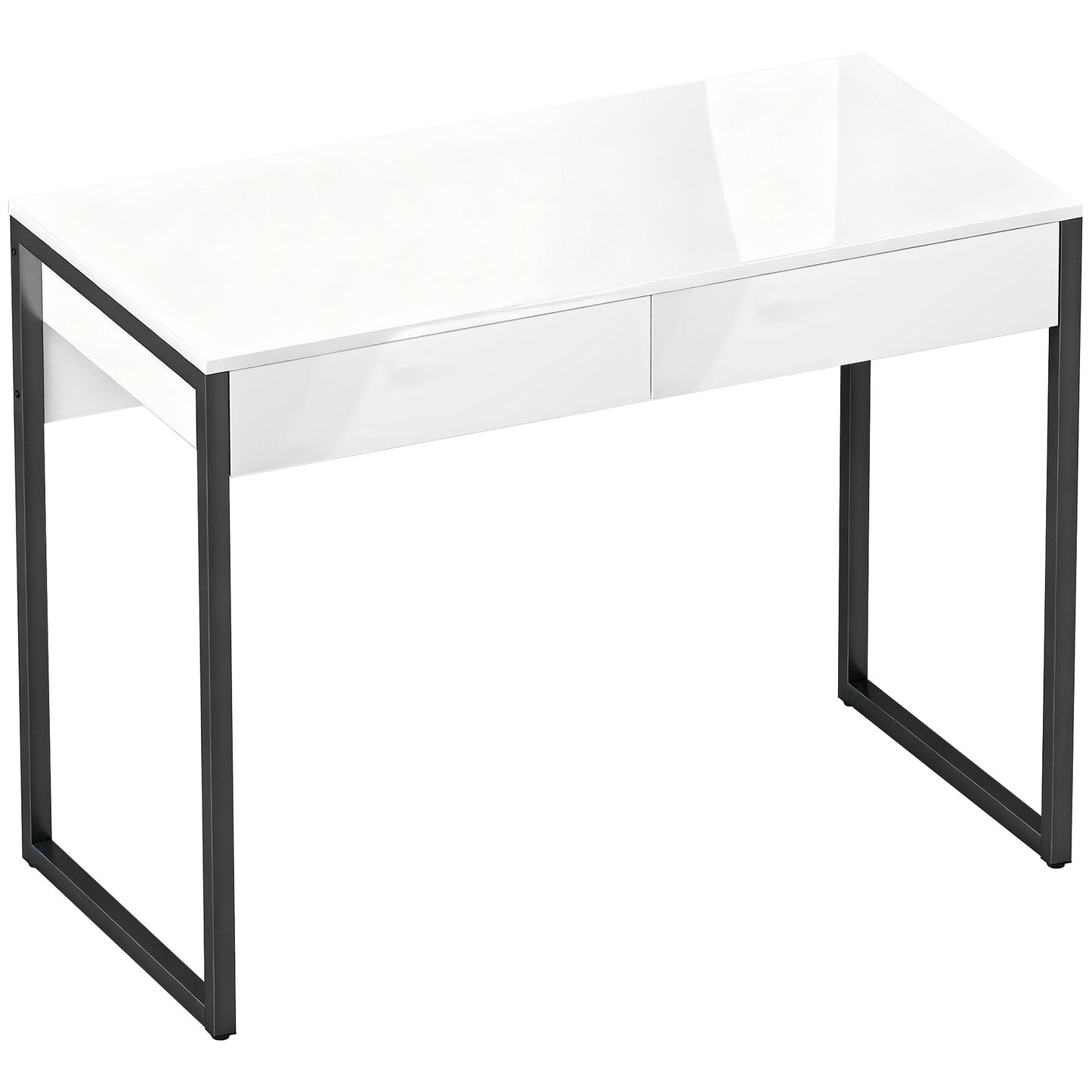 Photo of HOMCOM High Gloss Work Table, with Drawers - White in White colour on a white background