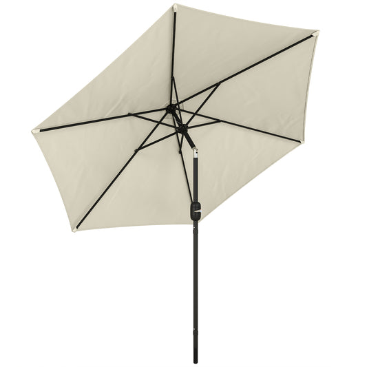 Photo of Outsunny 2.6 m Garden Parasol Umbrella with Aluminium Pole, Outdoor Patio Umbrella with Tilt and Crank, Vent, Cream White in White colour on a white background