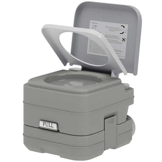 Photo of HOMCOM 10L Plastic Portable Toilet - Grey in Grey colour on a white background