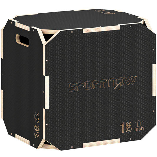 Photo of SPORTNOW Non-Slip Plyo Box, Corner-free Wooden Jump Box, 41 x 51 x 48 cm in cm colour on a white background