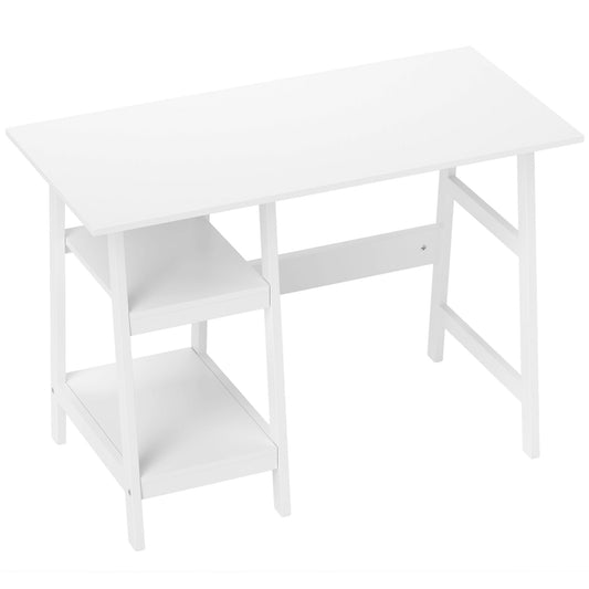 Photo of HOMCOM Compact Computer Desk with Storage Shelves, Study Table with Bookshelf, PC Table Workstation for Home Office, Study, Easy Assembly, 106 x 51cm, White in White colour on a white background