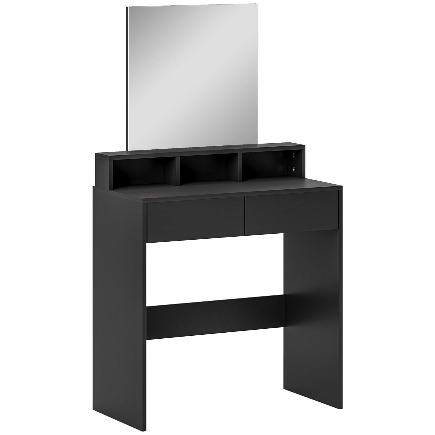 Photo of HOMCOM Multi-Storage Dressing Table, with Mirror - Black in Black colour on a white background