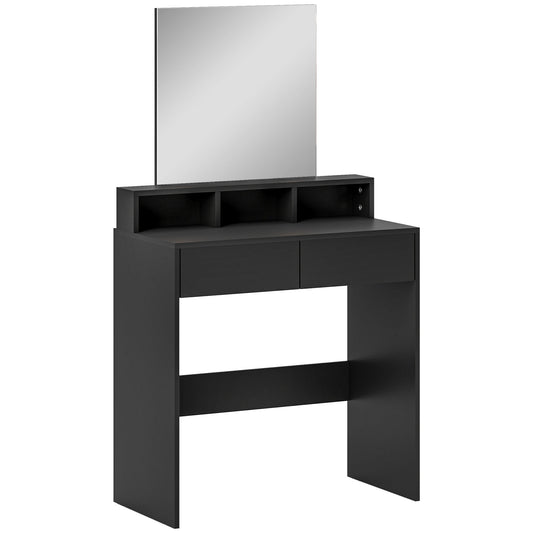 Photo of HOMCOM Multi-Storage Dressing Table, with Mirror - Black in Black colour on a white background