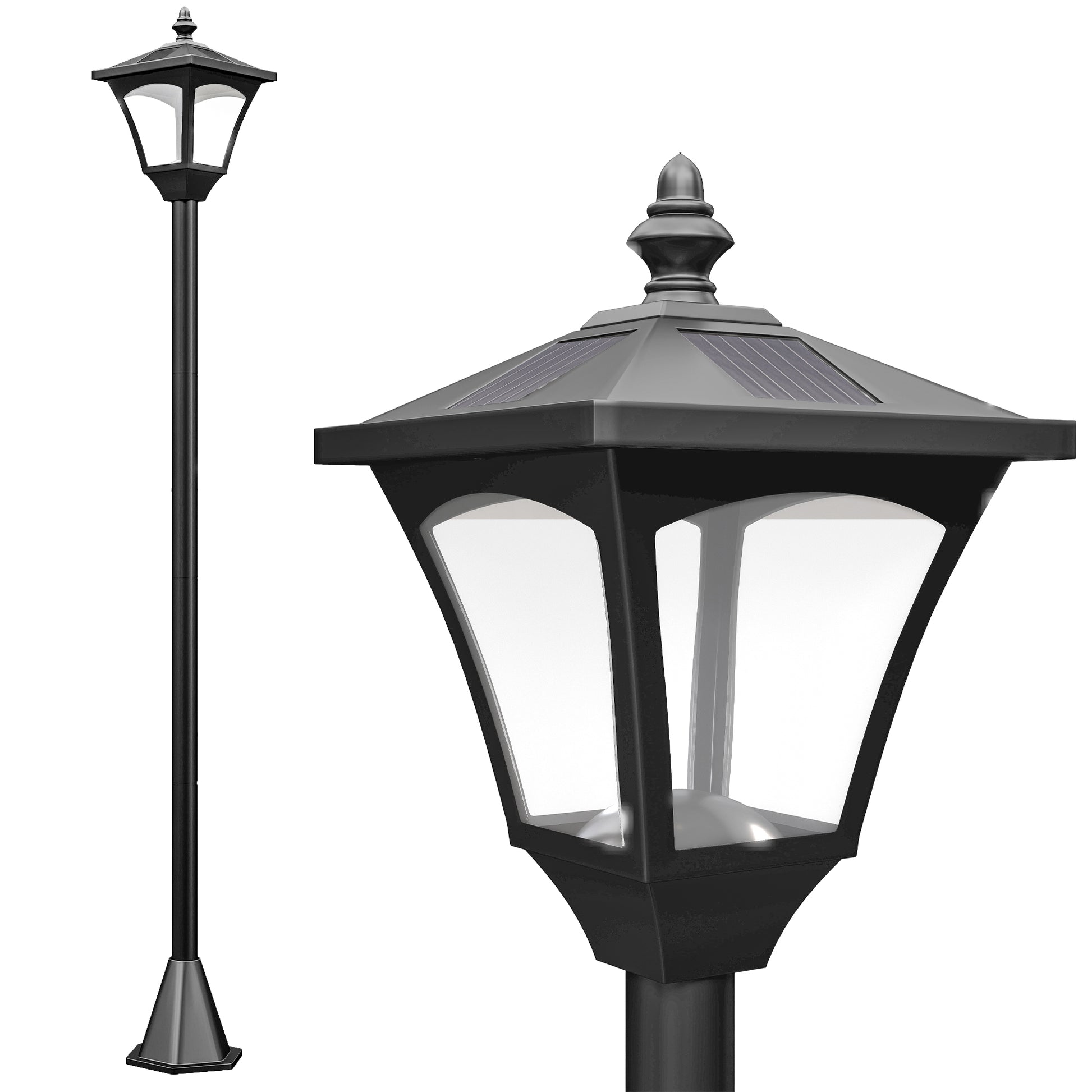 Photo of Outsunny 1.2m Solar Powered Outdoor Lamp Post - Black in Black colour on a white background