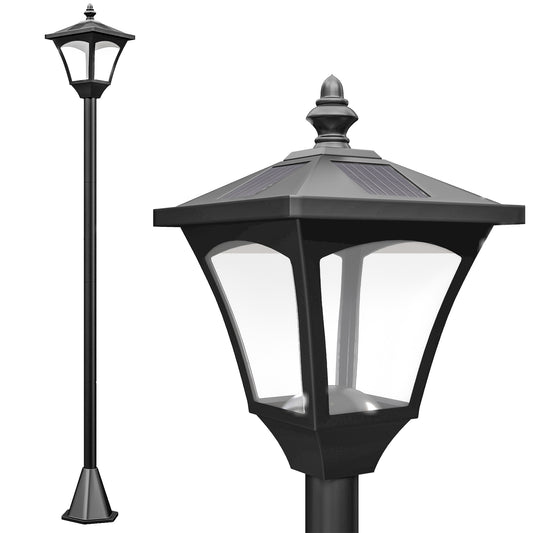 Photo of Outsunny 1.2m Solar Powered Outdoor Lamp Post - Black in Black colour on a white background