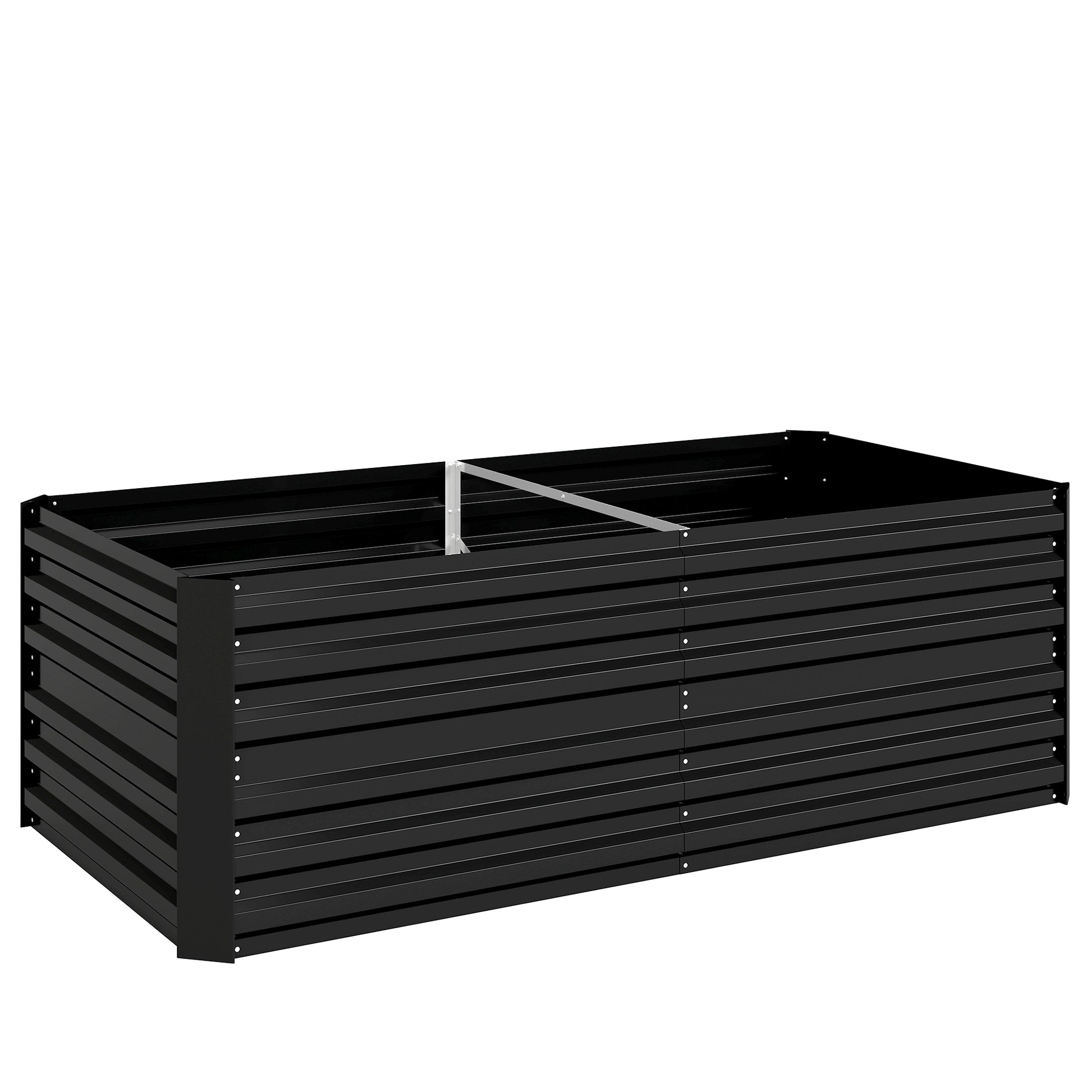 Photo of Outsunny Raised Beds for Garden, Galvanised Steel Outdoor Planters with Multi-reinforced Rods, 180 x 90 x 59 cm, Black in Black colour on a white background