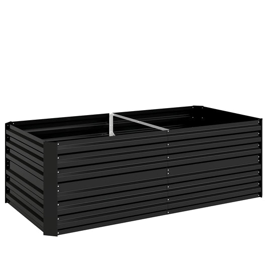 Photo of Outsunny Raised Beds for Garden, Galvanised Steel Outdoor Planters with Multi-reinforced Rods, 180 x 90 x 59 cm, Black in Black colour on a white background