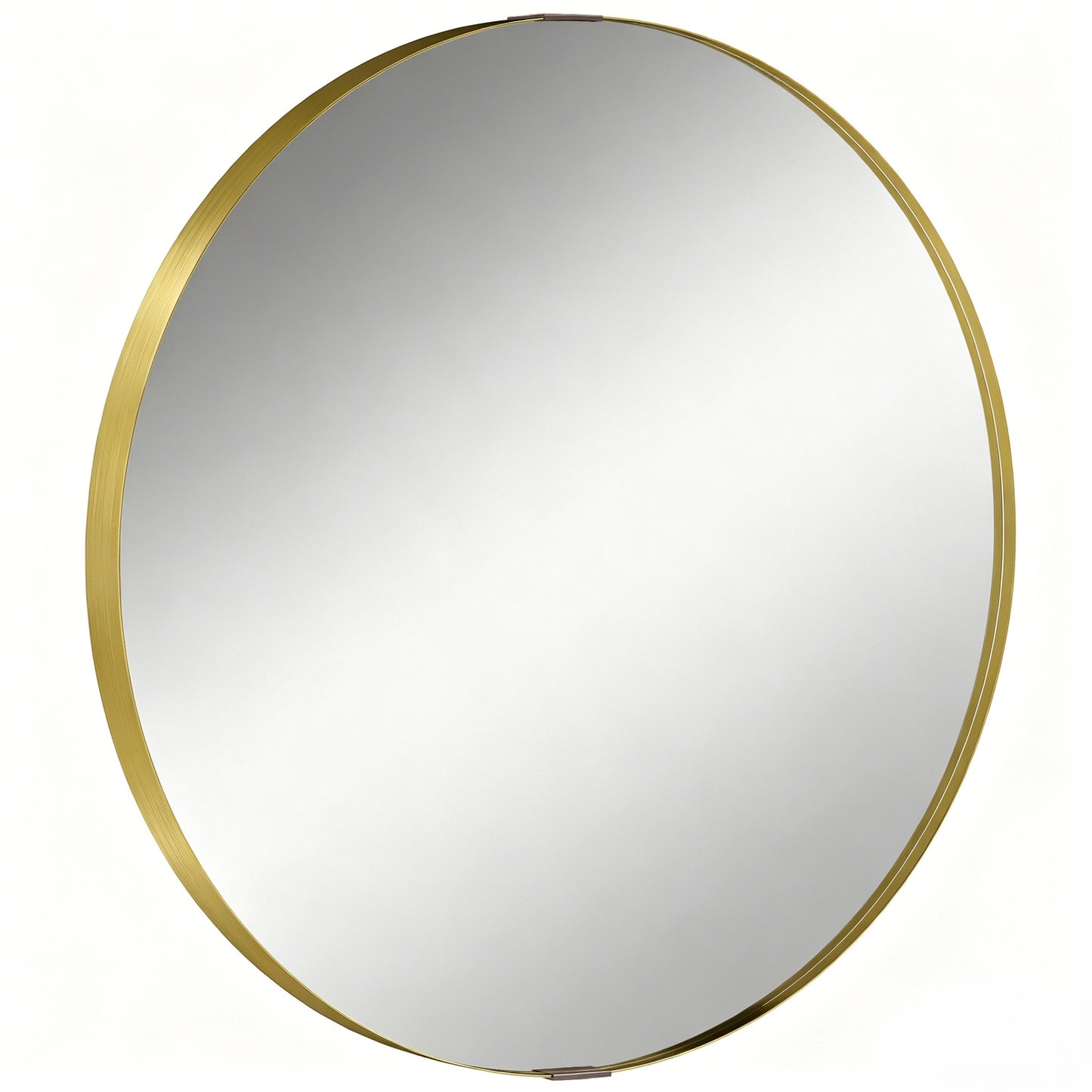 Photo of HOMCOM Round Wall Mirror 61 cm, Wall Mounted Bathroom Mirror with Tempered Safety Glass and Aluminium Alloy Frame, Gold Tone in Tone colour on a white background