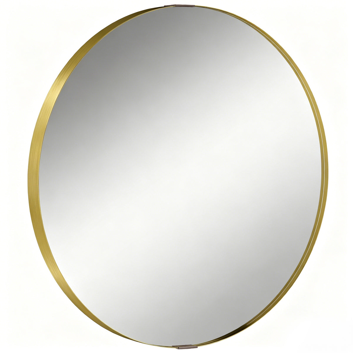 Photo of HOMCOM Round Wall Mirror 61 cm, Wall Mounted Bathroom Mirror with Tempered Safety Glass and Aluminium Alloy Frame, Gold Tone in Tone colour on a white background