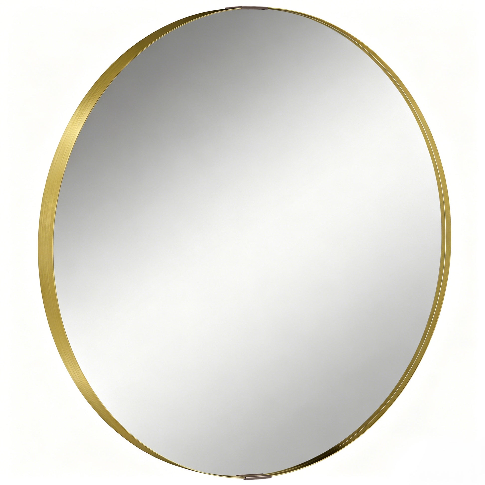 Photo of HOMCOM Round Wall Mirror 61 cm, Wall Mounted Bathroom Mirror with Tempered Safety Glass and Aluminium Alloy Frame, Gold Tone in Tone colour on a white background