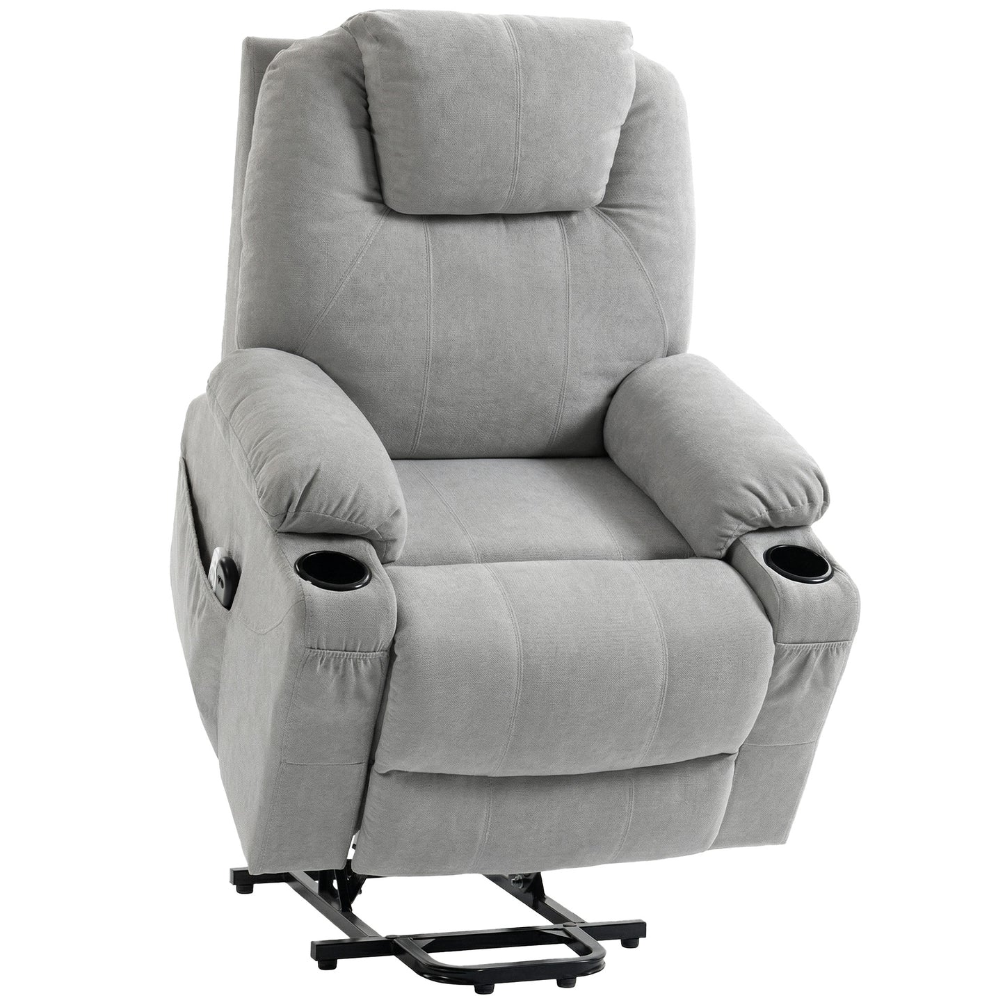 Photo of HOMCOM Power Lift Recliner Chair with Pocket Spring, Electric Lift Chair with Wide Backrest, Light Grey in Grey colour on a white background
