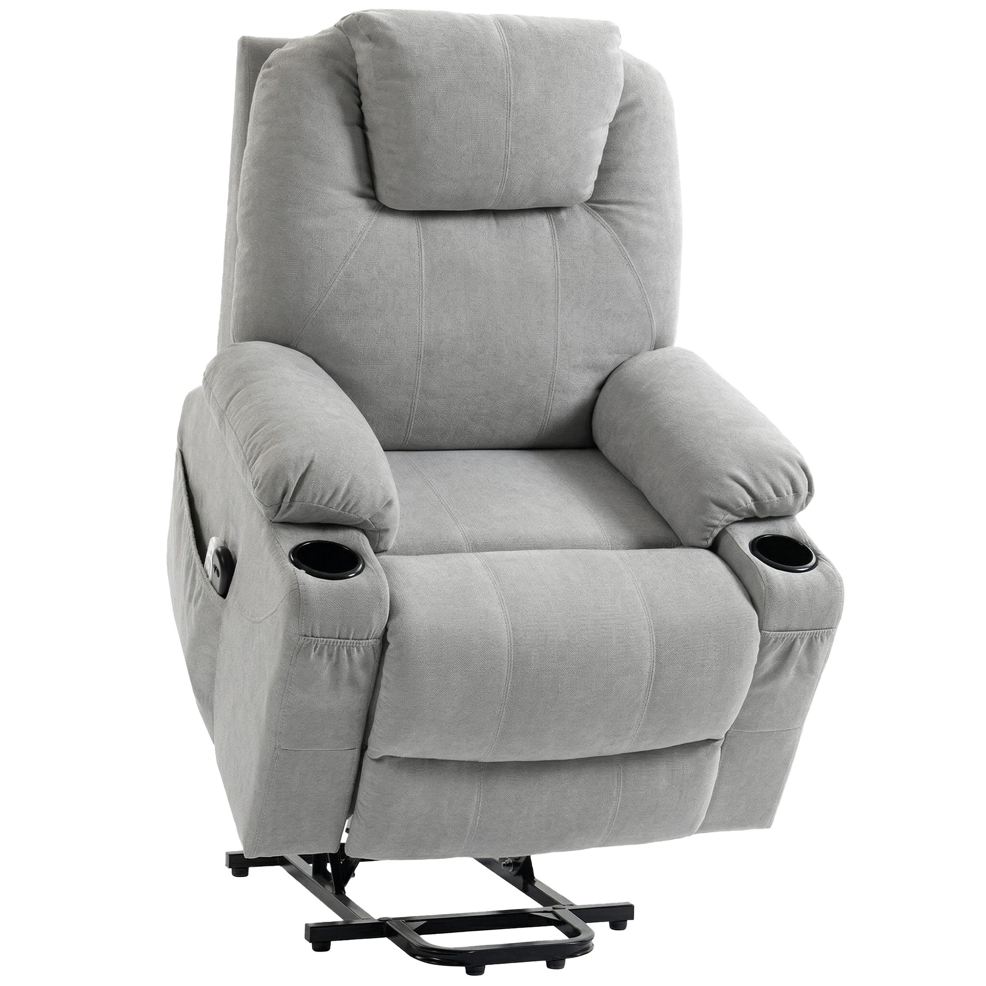 Photo of HOMCOM Power Lift Recliner Chair with Pocket Spring, Electric Lift Chair with Wide Backrest, Light Grey in Grey colour on a white background