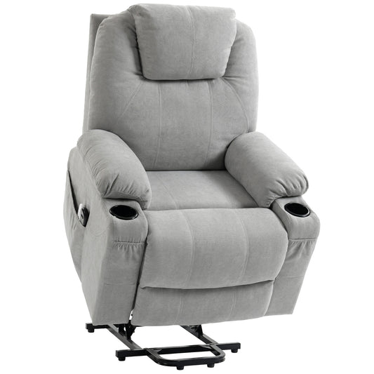 Photo of HOMCOM Power Lift Recliner Chair with Pocket Spring, Electric Lift Chair with Wide Backrest, Light Grey in Grey colour on a white background